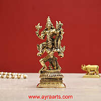 Lord Vishnu Lakshmi Seated on Garuda in Brass - 5.5 inch Height