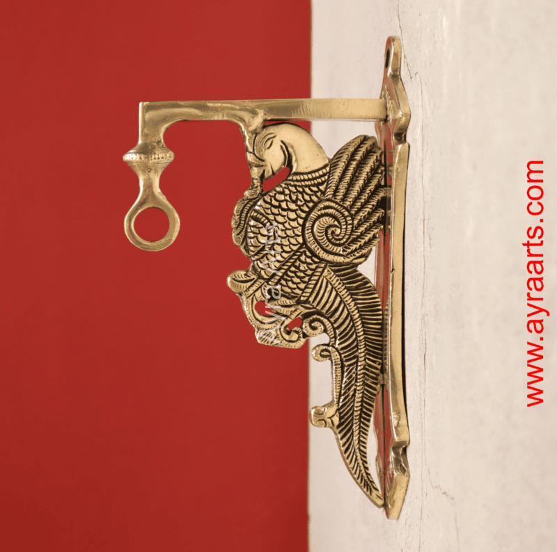 Pure Brass Wall Parrot Hanger Bracket for Bells and Lamps - 9 inch Height