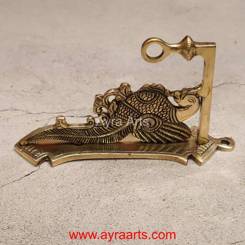 Pure Brass Wall Parrot Hanger for Bells and Lamps - 9 inch Height