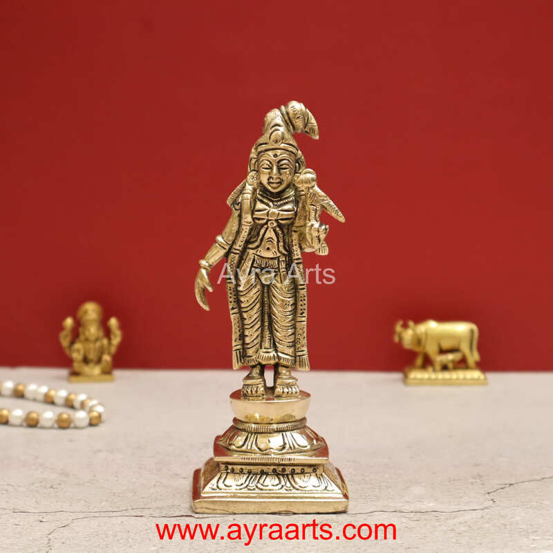 Divine Brass Superfine Goddess Andal Goda Devi Statue - 6 inch Height
