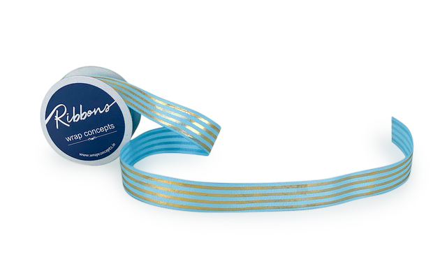 Grosgrain Ribbon with Gold Foil Stripes