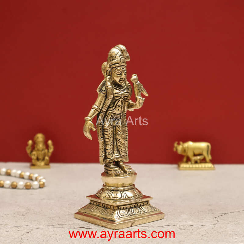 Divine Brass Superfine Goddess Andal Goda Devi Statue - 6 inch Height