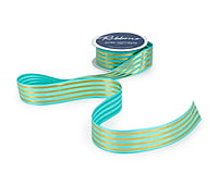 Grosgrain Ribbon with Gold Foil Stripes