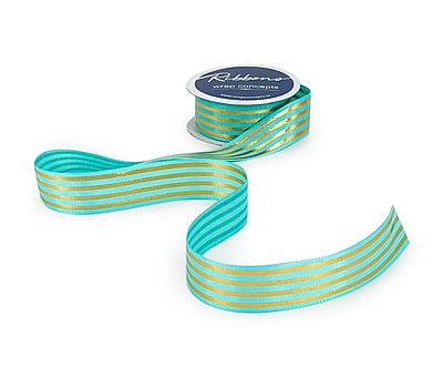 Grosgrain Ribbon with Gold Foil Stripes