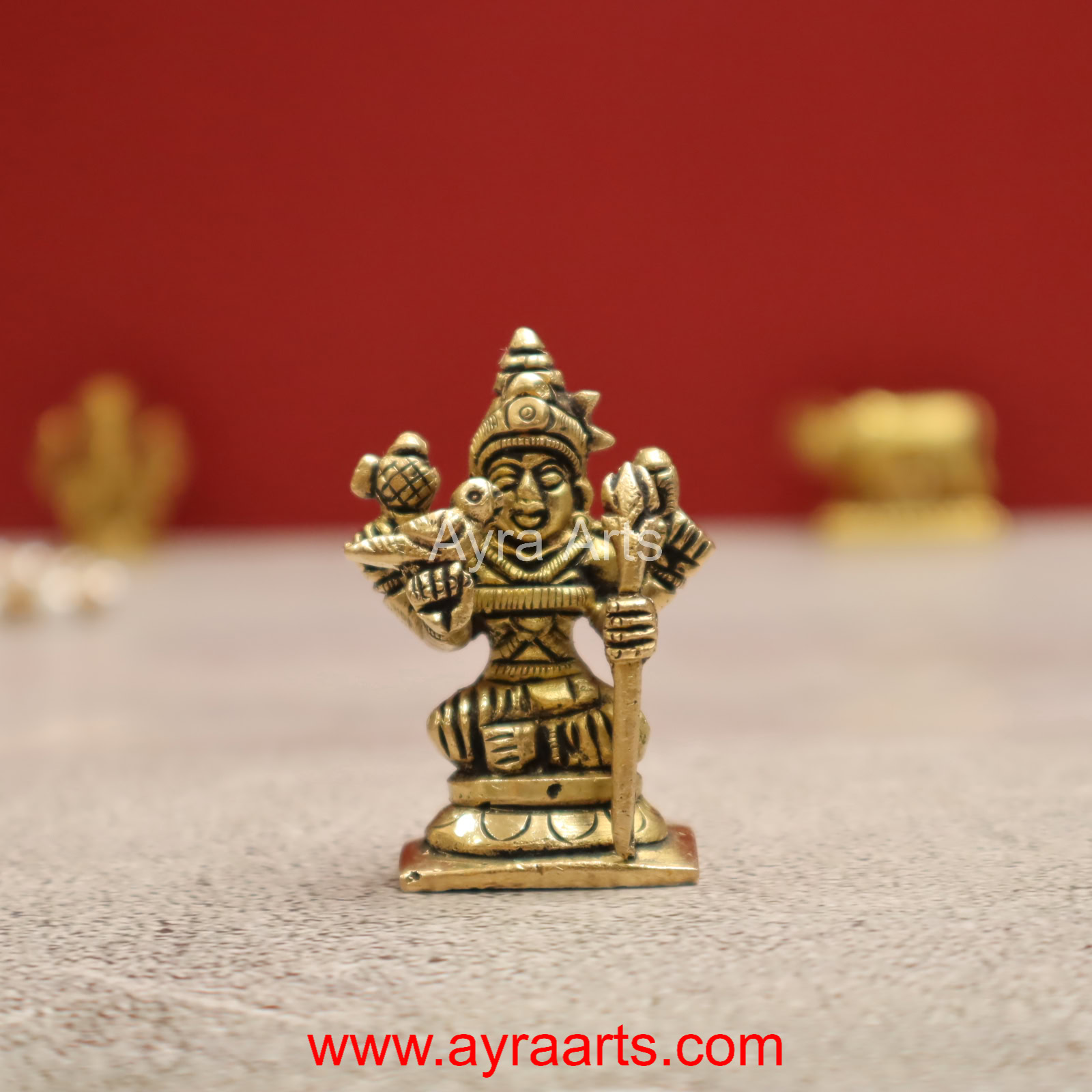 Brass Rajarajeshwari Tripura Sundari Lalitha Devi Idol - 2 inch Height