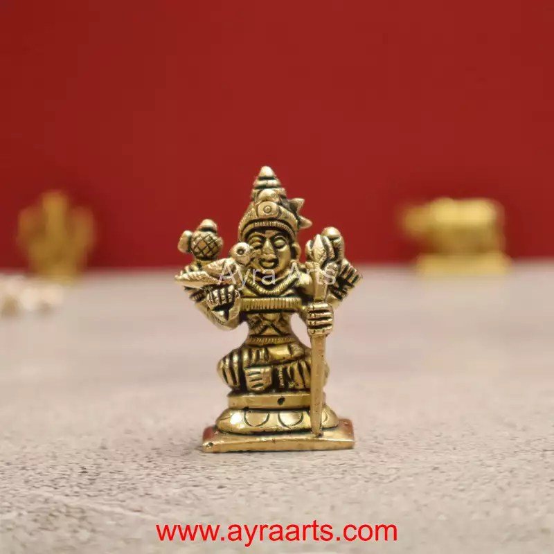 Brass Rajarajeshwari Tripura Sundari Lalitha Devi Idol - 2 inch Height