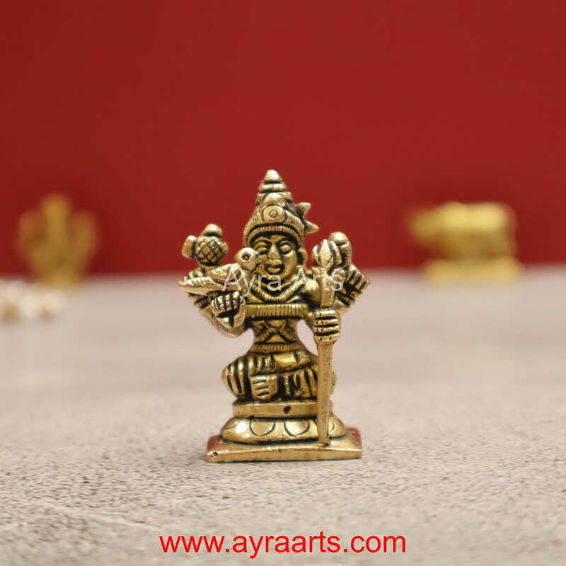 Brass Rajarajeshwari Tripura Sundari Lalitha Devi Idol - 2 inch Height