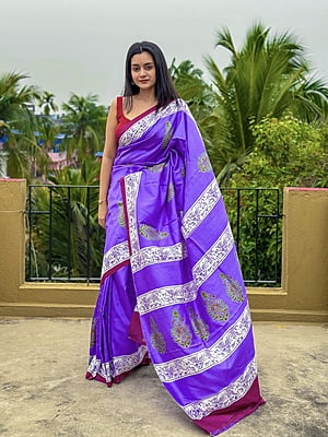 Aparajeeta saree in the prettiest shade of purple on pure Mulberry silk