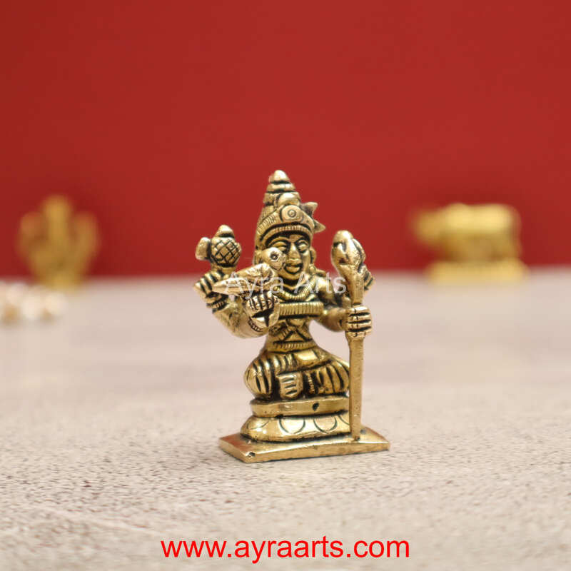 Brass Rajarajeshwari Tripura Sundari Lalitha Devi Idol - 2 inch Height