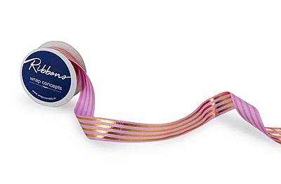 Grosgrain Ribbon with Gold Foil Stripes