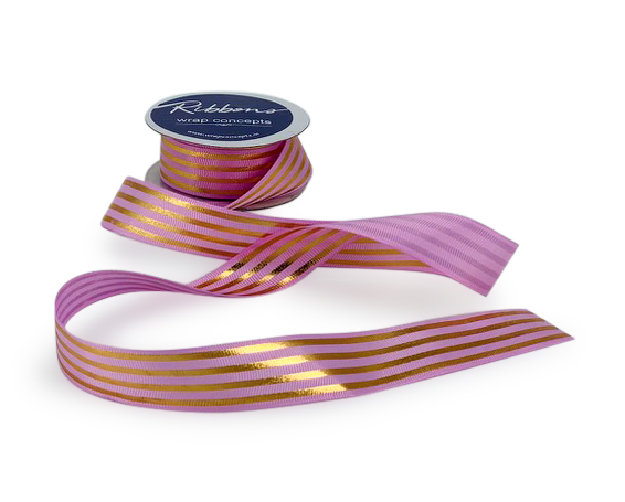 Grosgrain Ribbon with Gold Foil Stripes