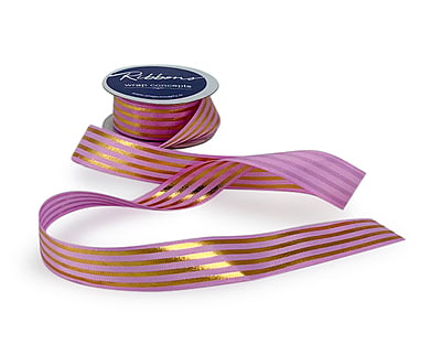 Grosgrain Ribbon with Gold Foil Stripes