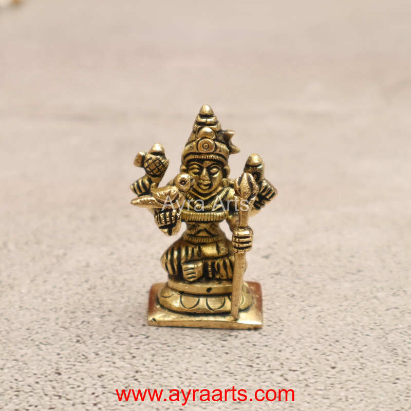 Brass Rajarajeshwari Tripura Sundari Lalitha Devi Idol - 2 inch Height