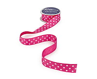 Polka Dot Ribbon - Pink with White-DeepPink-2.5 cms-10 yards