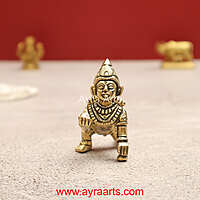 Handmade Brass Laddu Gopal Krishna Bal Krishna Idol - 2.5 inch Height