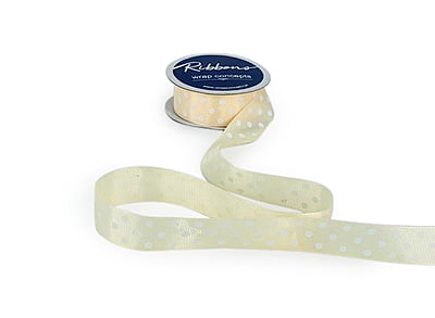 Polka Dot Ribbon - Cream With White