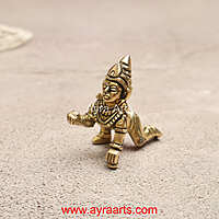 Handmade Brass Laddu Gopal Krishna Bal Krishna Idol - 2.5 inch Height