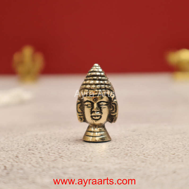 Mini Spiritual Buddha Head in Brass - 1.2 inch Height