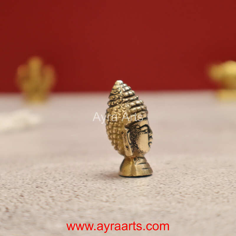 Mini Spiritual Buddha Head in Brass - 1.2 inch Height