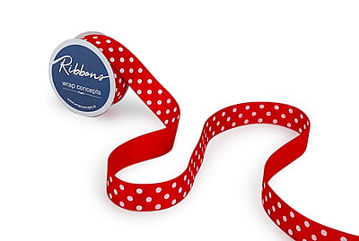 Polka Dot Ribbon - Red with White-Red-2.5 cms-10 yards