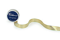 Ivory Grosgrain Ribbon with Gold Foil Stripes