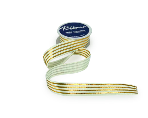 Ivory Grosgrain Ribbon with Gold Foil Stripes