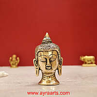 Antique Brass Buddha Head - 3 Inch Height