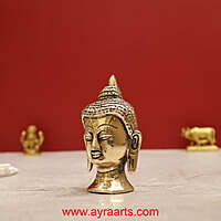 Antique Brass Buddha Head - 3 Inch Height