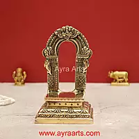 Brass Prabhavali with Chowki Peetam Suitable of Small Idols Pooja Decor - 5.8 Inch Height