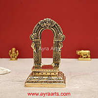 Brass Prabhavali with Chowki Peetam Suitable of Small Idols Pooja Decor - 5.8 Inch Height