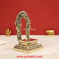 Brass Prabhavali with Chowki Peetam Suitable of Small Idols Pooja Decor - 5.8 Inch Height