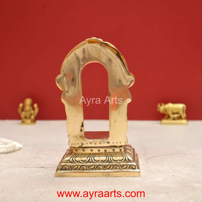 Brass Prabhavali with Chowki Peetam Suitable of Small Idols Pooja Decor - 5.8 Inch Height