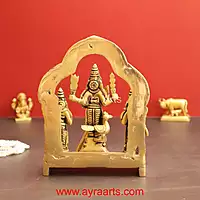 Valli Devasena Sameta Sri Subrahmanya Swamy Brass Idols with Arch - 6 inch Height