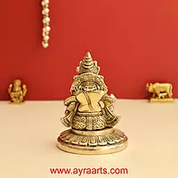 Brass Sitting God Kuber Statue Idol - 4.8 Inch Height