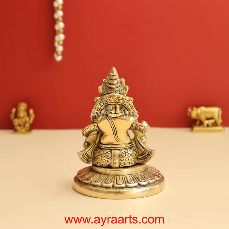 Brass Sitting God Kuber Statue Idol - 4.8 Inch Height