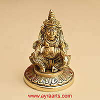 Brass Sitting God Kuber Statue Idol - 4.8 Inch Height