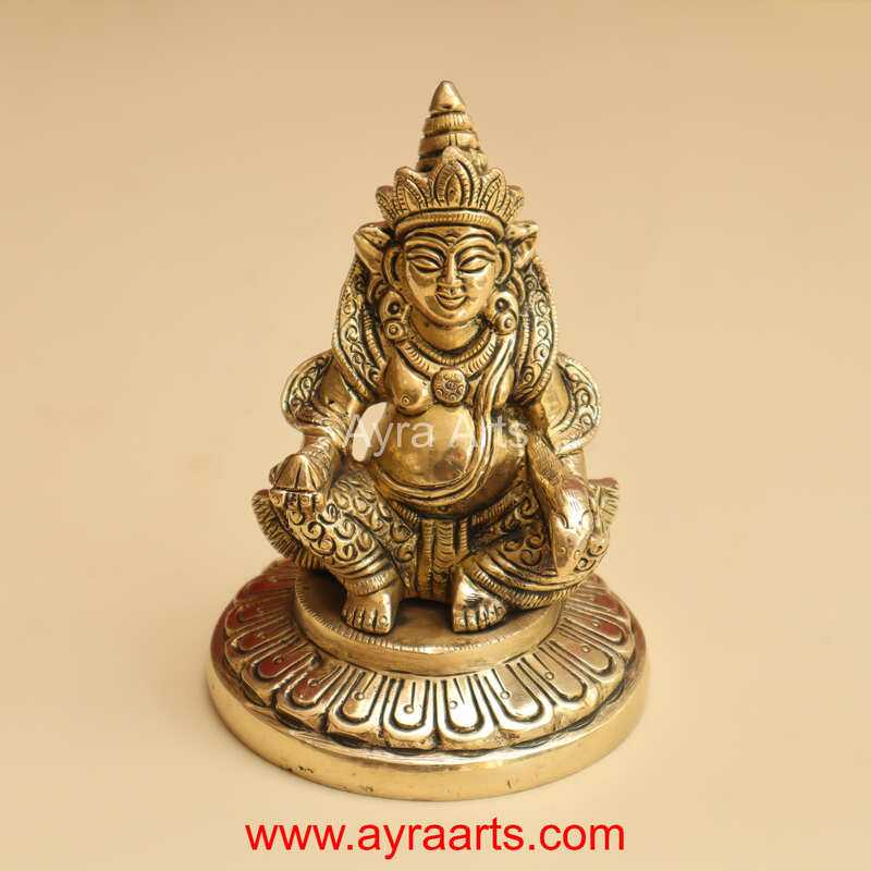 Brass Sitting God Kuber Statue Idol - 4.8 Inch Height