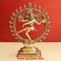 Brass Nataraja Murti Lord Shiv Dancing Statue Idol - 13 Inch Height