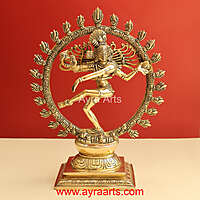 Brass Nataraja Murti Lord Shiv Dancing Statue Idol - 13 Inch Height