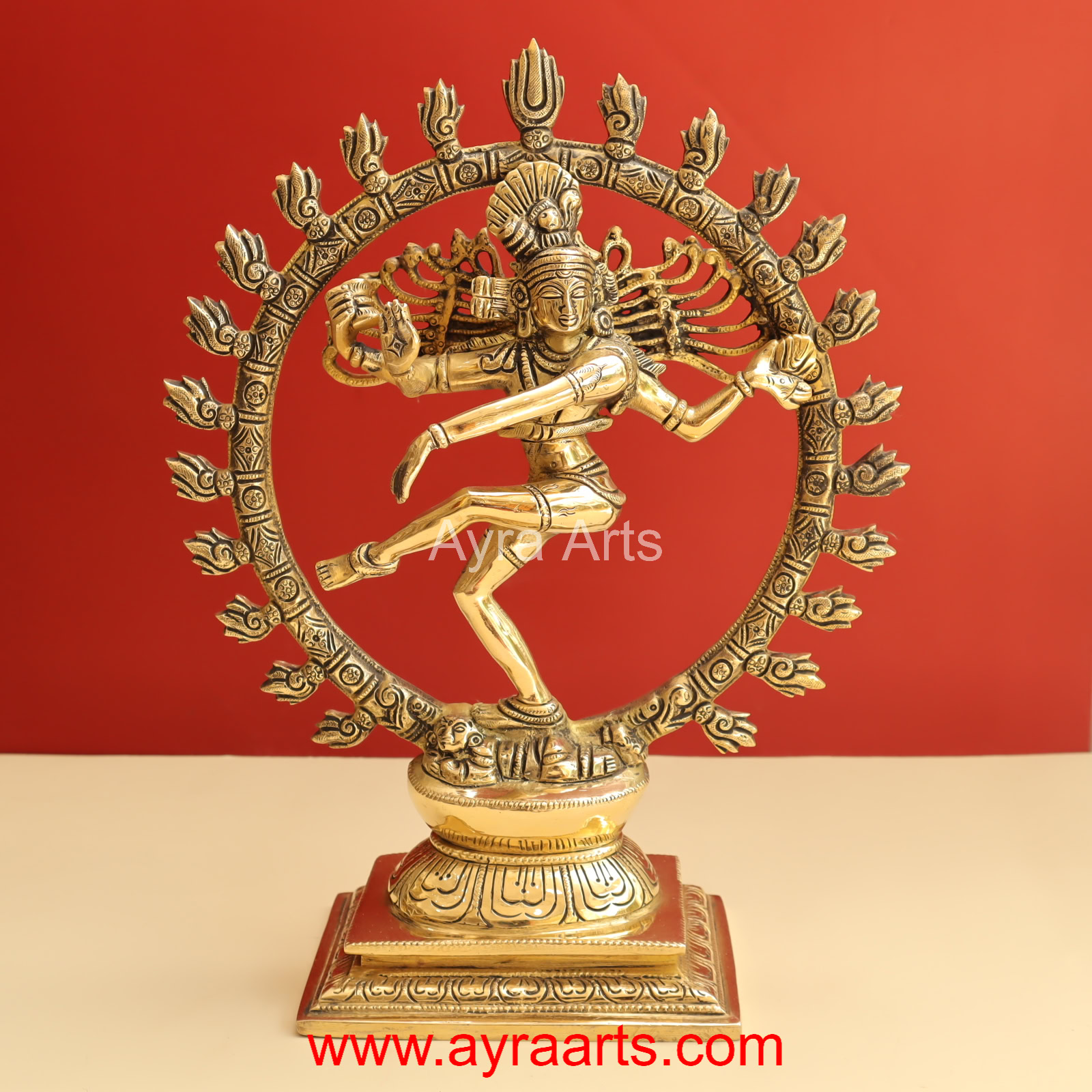 Brass Nataraja Murti Lord Shiv Dancing Statue Idol - 13 Inch Height
