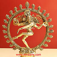 Brass Nataraja Murti Lord Shiv Dancing Statue Idol - 13 Inch Height