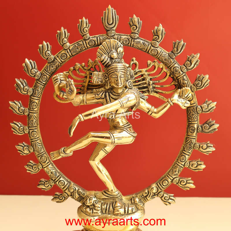 Brass Nataraja Murti Lord Shiv Dancing Statue Idol - 13 Inch Height