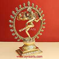 Brass Nataraja Murti Lord Shiv Dancing Statue Idol - 13 Inch Height