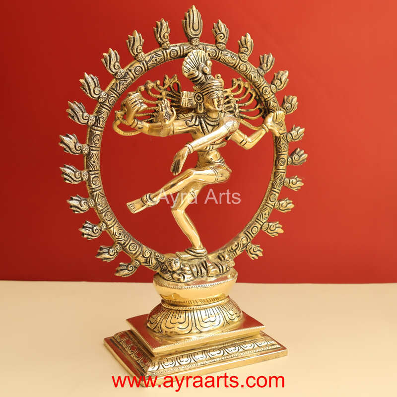 Brass Nataraja Murti Lord Shiv Dancing Statue Idol - 13 Inch Height