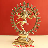 Brass Nataraja Murti Lord Shiv Dancing Statue Idol - 13 Inch Height