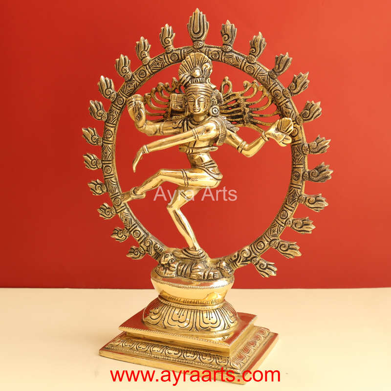 Brass Nataraja Murti Lord Shiv Dancing Statue Idol - 13 Inch Height