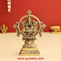 Brass Chakrathalwar Sudharashna Vigraham Swami Sudarshana and Yoga Narasimha Statue - 4.8 Inch Height