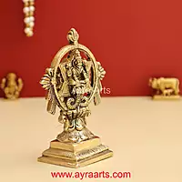 Brass Chakrathalwar Sudharashna Vigraham Swami Sudarshana and Yoga Narasimha Statue - 4.8 Inch Height