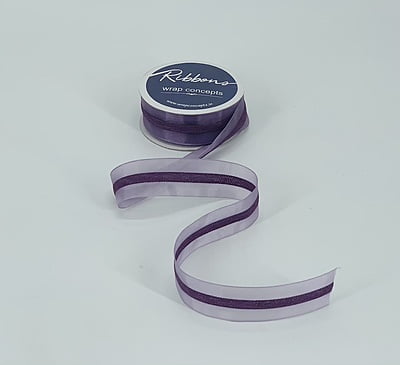 Sheer Ribbon with Centre Strip - Lilac
