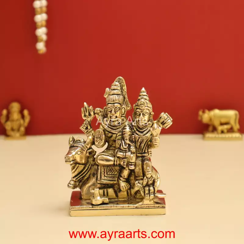 Shiv Parivar Mahadev Shiva Family Idol in Brass- 4 Inch Height